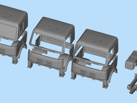 Old benz truck SKII low roof cabin STL files Model Cetak 3D