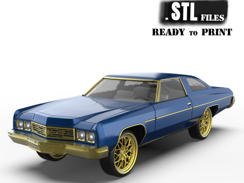 3D Printable Chevy Impala Coupe 5th Gen with Donk Lowrider Wheels STL 3D प्रिंट मॉडल
