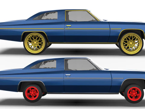 3D Printable Chevy Impala Coupe 5th Gen with Donk Lowrider Wheels STL 3D Print Model