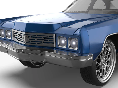 3D Printable Chevy Impala Coupe 5th Gen with Donk Lowrider Wheels STL 3D Print Model