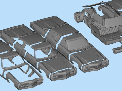 3D Printable Chevy Impala Coupe 5th Gen with Donk Lowrider Wheels STL 3D Print Model