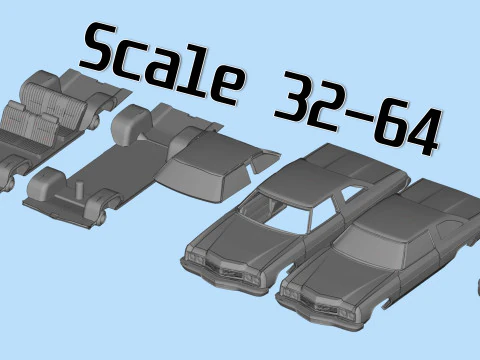 3D Printable Chevy Impala Coupe 5th Gen with Donk Lowrider Wheels STL 3D Print Model