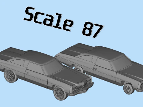 3D Printable Chevy Impala Coupe 5th Gen with Donk Lowrider Wheels STL 3D Print Model