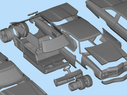 3D Printable Chevy Impala Coupe 5th Gen with Donk Lowrider Wheels STL Modèles 3D en vedette