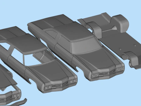 3D Printable Chevy Impala Coupe 5th Gen with Donk Lowrider Wheels STL 3D Print Model