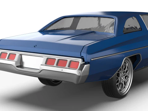 3D Printable Chevy Impala Coupe 5th Gen with Donk Lowrider Wheels STL 3D Print Model