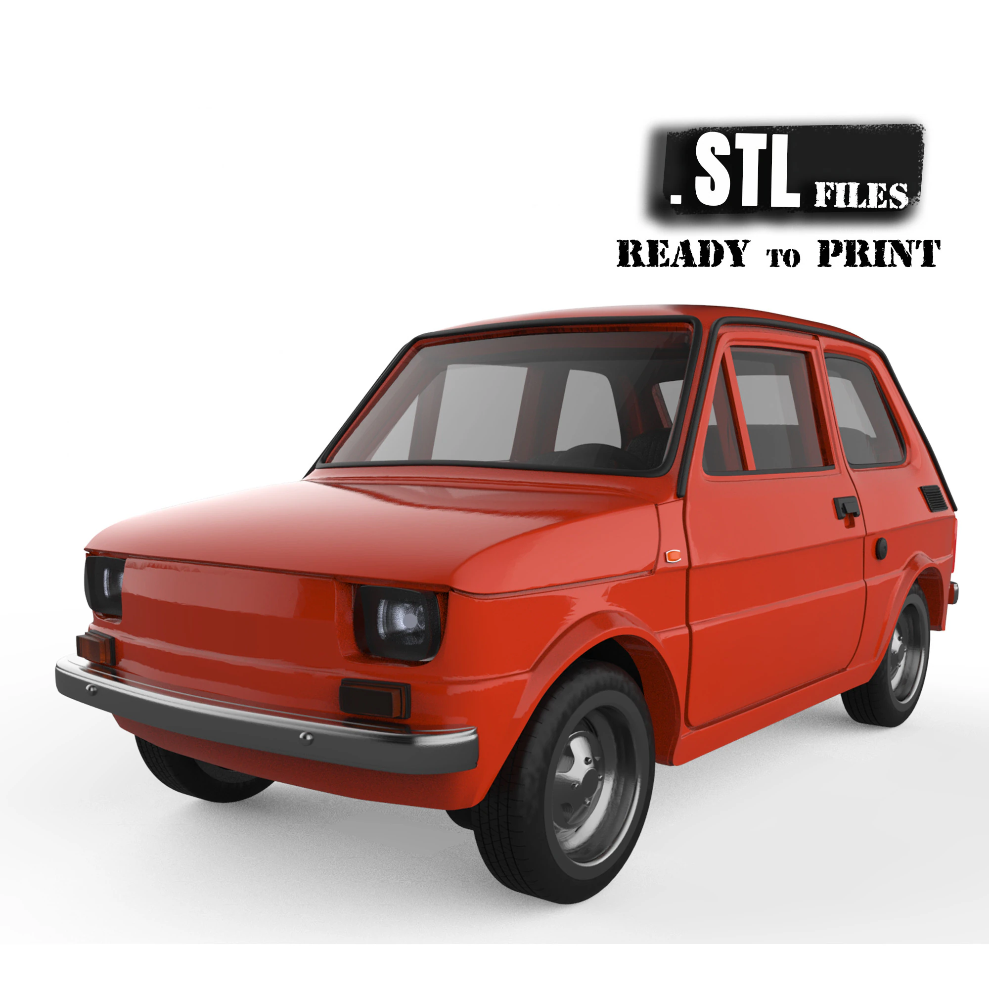 Pliki STL do druku 3D Polski Fiat 126p Maluch Model klasyczny samoch&oacute;d retro Model do druku 3D .c4d .max .obj .3ds .fbx .stl .blend 