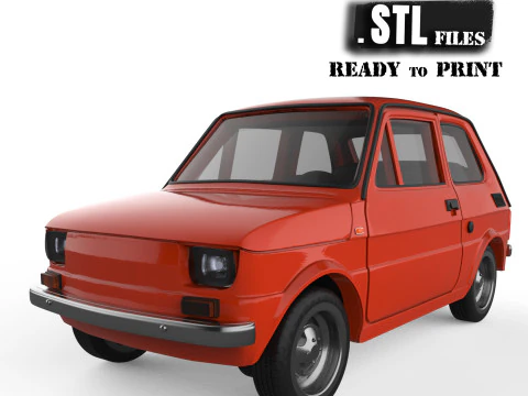 File STL Mobil Retro Klasik Model Maluch 126p Polski Fiat 126p yang Dapat Dicetak 3D Model Cetak 3D