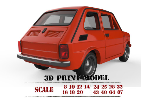 3D Printable Polskifiat 126p Maluch Model Classic Retro Car STL files 3D Принт Модель