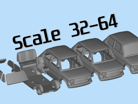 Pliki STL do druku 3D Polski Fiat 126p Maluch Model klasyczny samoch&oacute;d retro Model do druku 3D