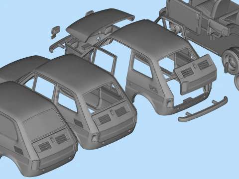 Pliki STL do druku 3D Polski Fiat 126p Maluch Model klasyczny samoch&oacute;d retro Model do druku 3D