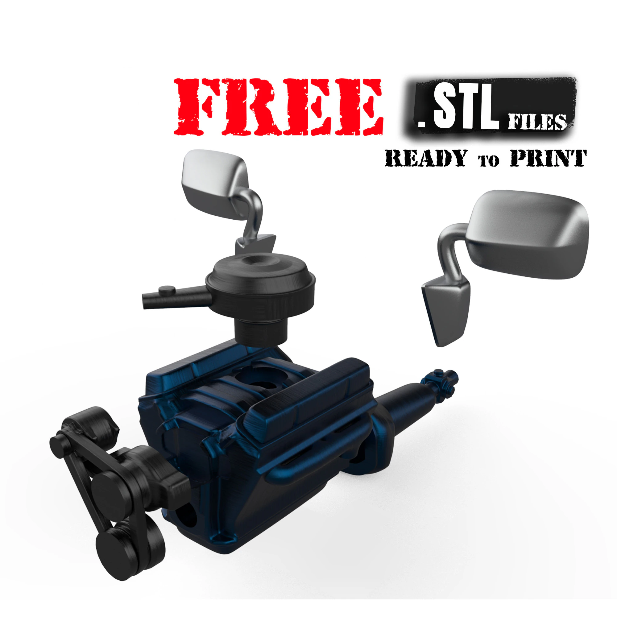 Free Engine and Mirror STL for Chevy G10 Van 3D Printable Model 3D Print Model .c4d .max .obj .3ds .fbx .stl .blend 