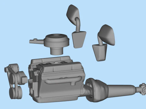 Free Engine and Mirror STL for Chevy G10 Van 3D Printable Model 3D Print Model