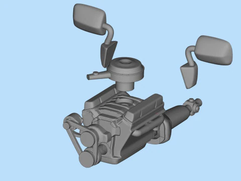 Free Engine and Mirror STL for Chevy G10 Van 3D Printable Model 3D Print Model