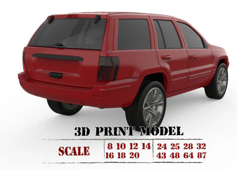 Grand Cherokee of 2000s Printable Car in separate parts 3D Print Model