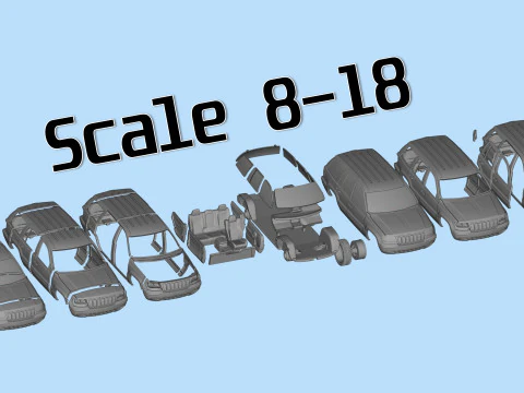 Grand Cherokee of 2000s Printable Car in separate parts 3D Print Model