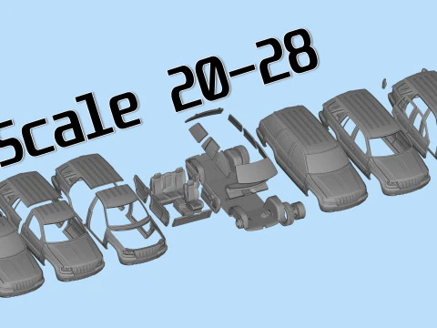 Grand Cherokee of 2000s Printable Car in separate parts 3D Print Model