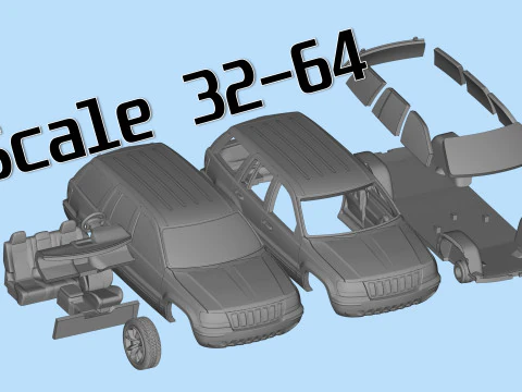 Grand Cherokee of 2000s Printable Car in separate parts 3D Print Model