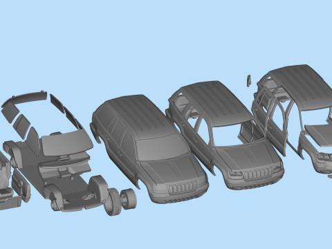 Grand Cherokee of 2000s Printable Car in separate parts Modelo de Impressão 3D