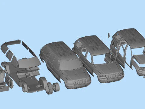 Grand Cherokee of 2000s Printable Car in separate parts 3D Print Model