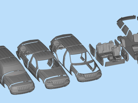 Grand Cherokee of 2000s Printable Car in separate parts Modelo de Impressão 3D