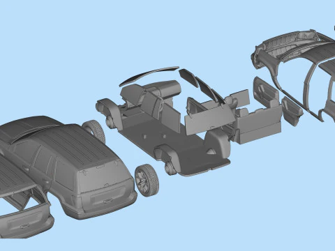 Grand Cherokee of 2000s Printable Car in separate parts 3D Print Model