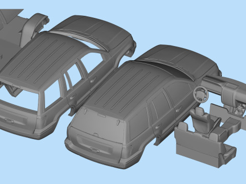 Grand Cherokee of 2000s Printable Car in separate parts Modelo de Impressão 3D