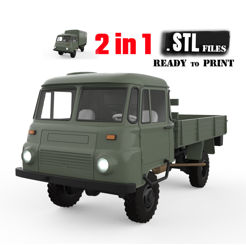 Vehicle STL Robur 2002 Printable Truck in separate parts 3D 打印模型 .c4d .max .obj .3ds .fbx .stl .blend 