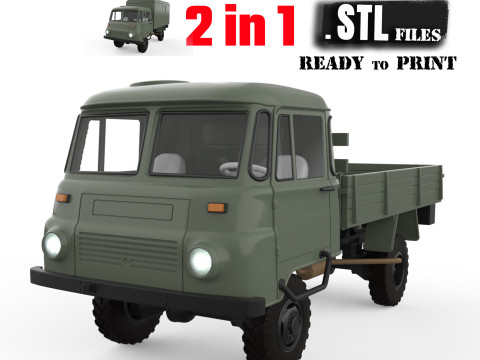Vehicle STL Robur 2002 Printable Truck in separate parts 3D Print Model