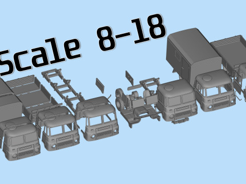 Vehicle STL Robur 2002 Printable Truck in separate parts 3D 打印模型