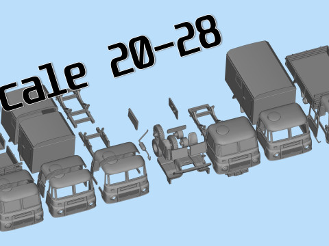 Vehicle STL Robur 2002 Printable Truck in separate parts 3D 打印模型