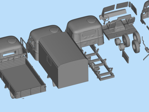 Vehicle STL Robur 2002 Printable Truck in separate parts 3D 打印模型