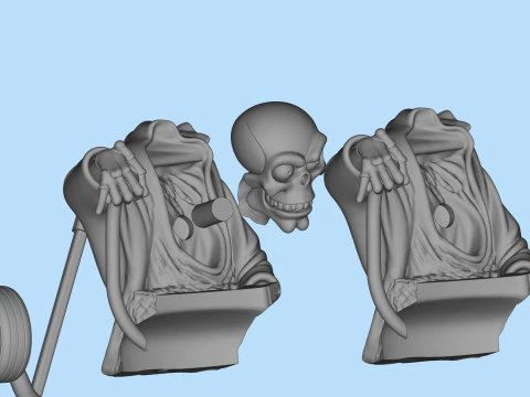 Gothic Hot Rod 3D Print - Grim Reaper skull Driver 3D Print Model
