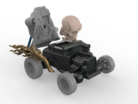 Gothic Hot Rod 3D Print - Grim Reaper skull Driver 3D Print Model