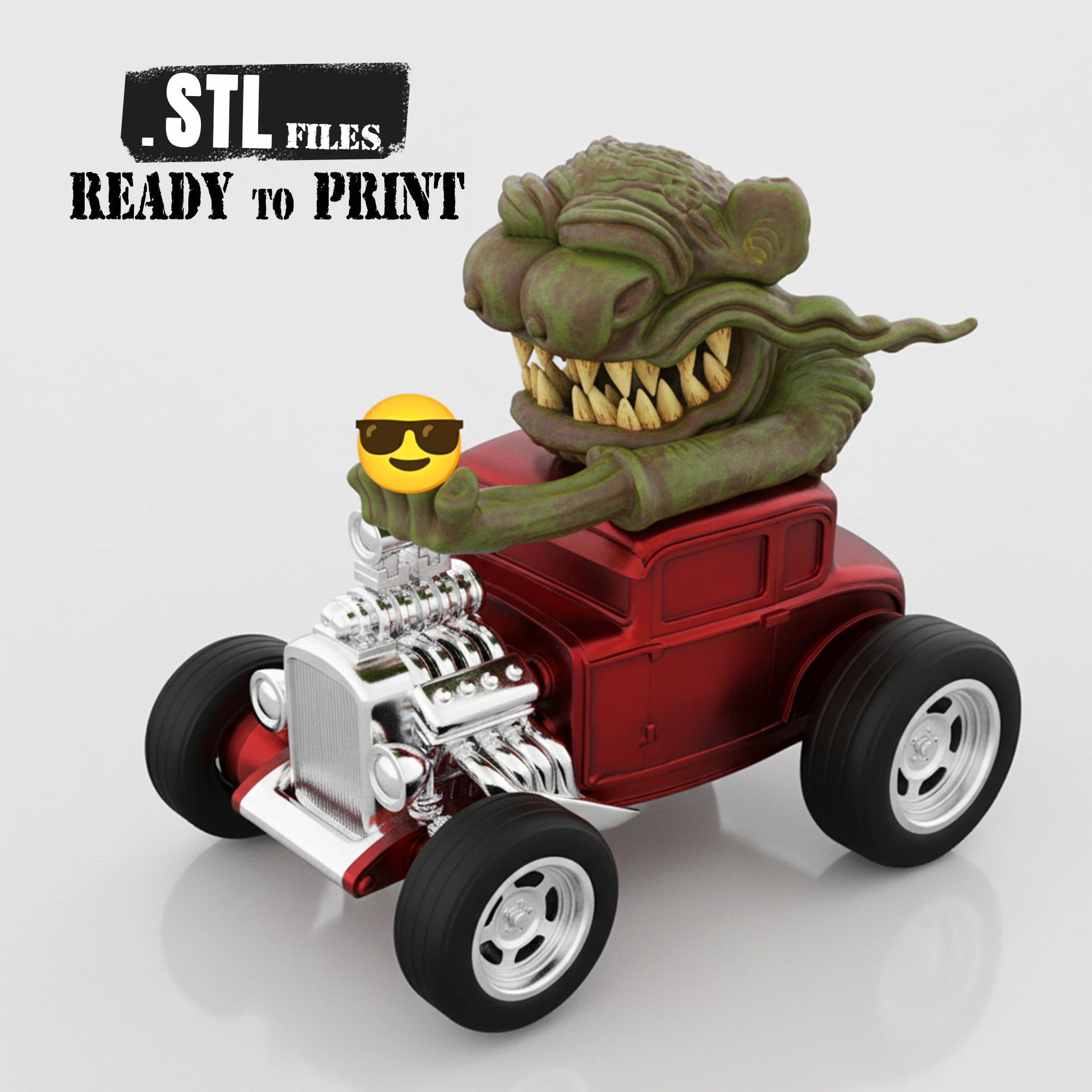 Classic Ratfnk Inspired Hot Rod Model for 3D printing 3D Print Model .c4d .max .obj .3ds .fbx .stl .blend 