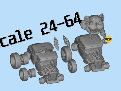 Classic Ratfnk Inspired Hot Rod Model for 3D printing 3D Print Model