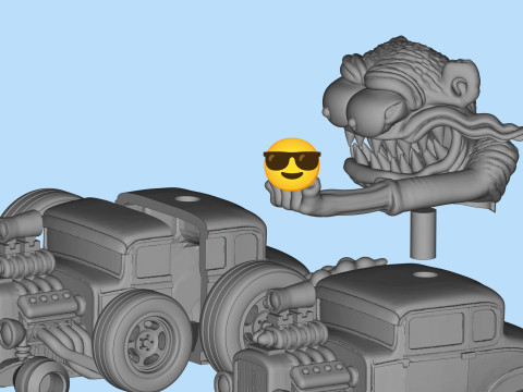 Classic Ratfnk Inspired Hot Rod Model for 3D printing 3D प्रिंट मॉडल