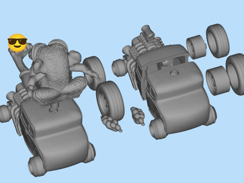 Classic Ratfnk Inspired Hot Rod Model for 3D printing 3D प्रिंट मॉडल