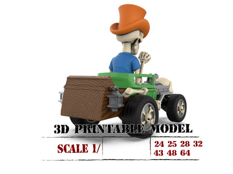 Detailed Skeleton HotRod Skull Engine STL 3D Print Model do druku 3D