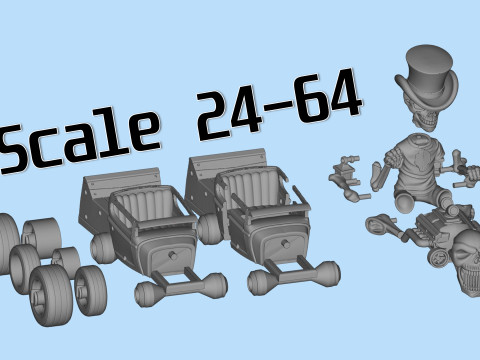 Detailed Skeleton HotRod Skull Engine STL 3D Print Model do druku 3D