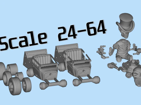 Detailed Skeleton HotRod Skull Engine STL 3D Print 3D Print Model
