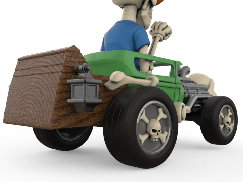 Detailed Skeleton HotRod Skull Engine STL 3D Print Model do druku 3D