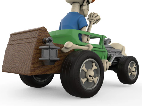 Detailed Skeleton HotRod Skull Engine STL 3D Print 3D Print Model
