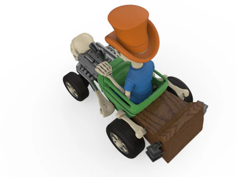 Detailed Skeleton HotRod Skull Engine STL 3D Print 3D Print Model