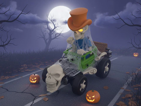 Detailed Skeleton HotRod Skull Engine STL 3D Print 3D Print Model