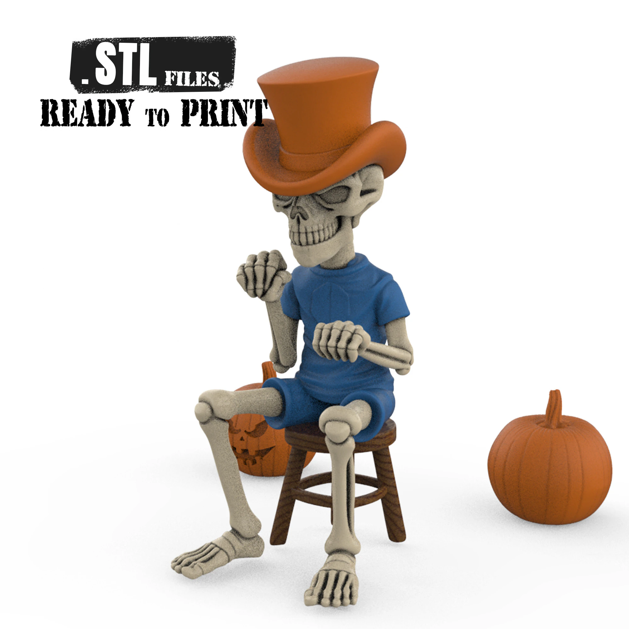 Scheletro del conducente Halloween modello STL spettrale elegante stampa 3D Modello di stampa 3D .c4d .max .obj .3ds .fbx .stl .blend