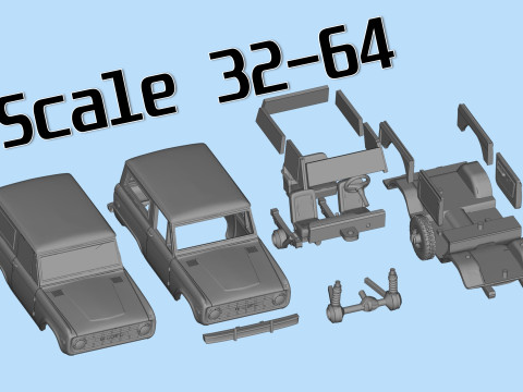 SUV 1975 Voiture classique Vintage Offroader Wagon STL Modèles 3D en vedette