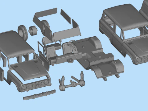 SUV 1975 Classic car Vintage Offroader Wagon STL 3D Print Model