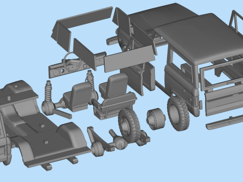 SUV 1975 Voiture classique Vintage Offroader Wagon STL Modèles 3D en vedette
