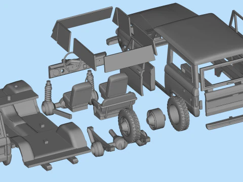 SUV 1975 Classic car Vintage Offroader Wagon STL 3D Print Model